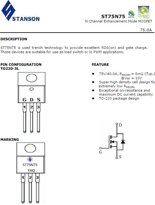 KIA75NF75,ST75NF7,75A/75V