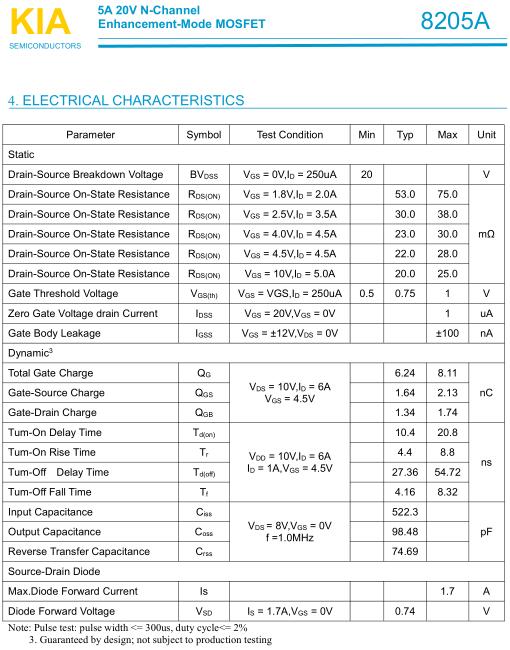 貼片8205a中文資料