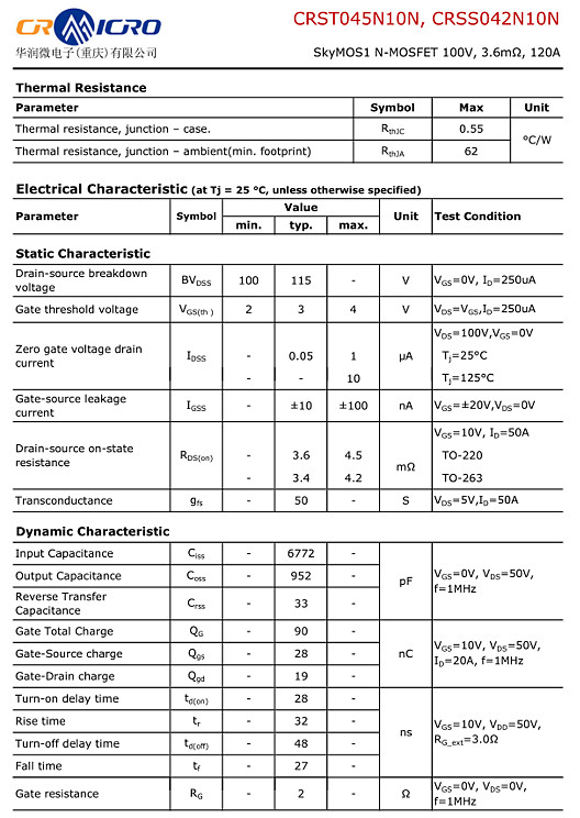 CRSS042N10N參數(shù)