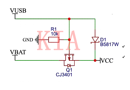 USB外接電源與鋰電池自動(dòng)切換電路-KIA MOS管