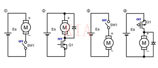 有刷電機(jī)-單開(kāi)關(guān)電路驅(qū)動(dòng)、半橋電路驅(qū)動(dòng)-KIA MOS管